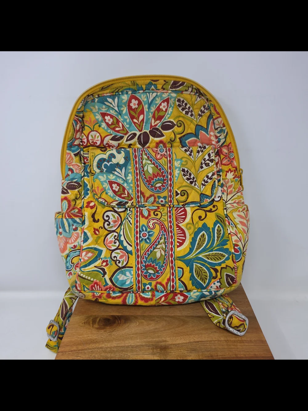 Vera Bradley Yellow Quilted Floral Paisley Backpack